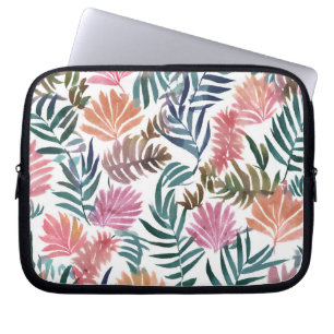 Botanical Leaves Watercolor Floral Colourful Lea Laptop Sleeve
