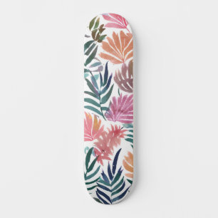 Botanical Leaves Watercolor   Floral Colourful Lea Skateboard