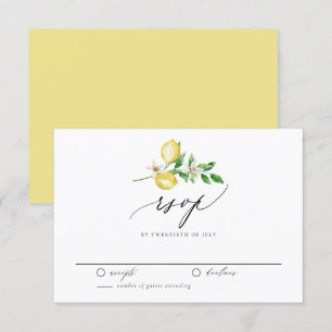 Botanical Lemon and Greenery Summer Wedding RSVP Card