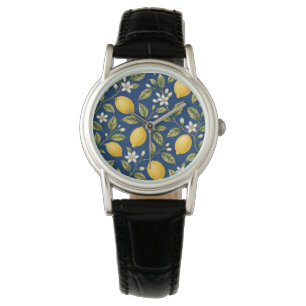 Botanical Lemon Blossom Navy Blue Watch
