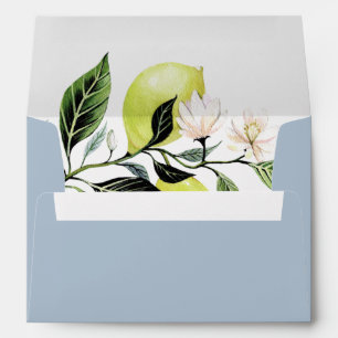 Botanical Lemon Blue Return Address Envelope