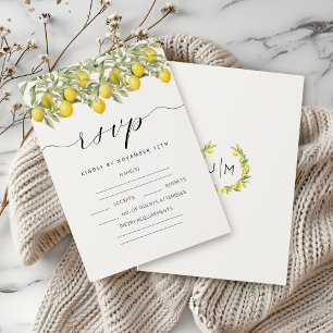 Botanical Lemon Branches Citrus Wedding RSVP cards