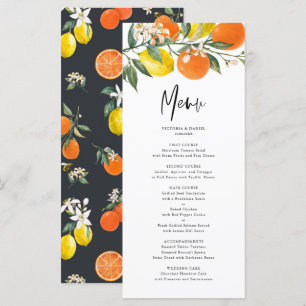 Botanical Lemons and Oranges Summer Wedding Menu