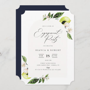 Botanical Lemons Arch Frame Engagement Party Invit Invitation