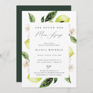 Botanical Lemons Main Squeeze Bridal Shower Invitation