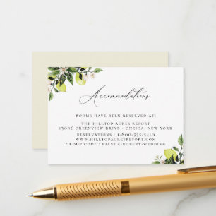 Botanical Lemons Wedding Accommodations Enclosure  Card