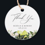 Botanical Lemons Wedding Thank You Favour Tags<br><div class="desc">Elegant watercolor botanical lemons,  leaves and blossoms arrangement,  wedding thank you favour tags. "thank you" in chic black calligraphy graphic with lines for your names and event date. Back of tag features solid ivory cream colour.</div>