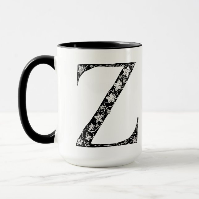 Botanical Letter Z Mug, Art by Elizabeth Sampson Mug (Left)