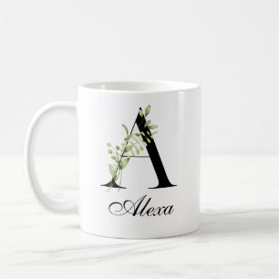 Botanical LetterA   Elegant Custom Name Mug