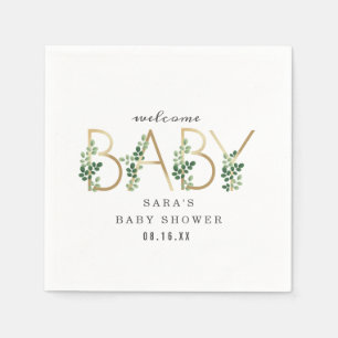 Botanical Lettering Minimalist baby shower Napkin