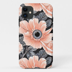 Botanical Light Peach Floral Pattern  iPhone 11 Case