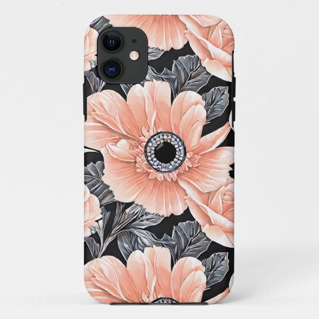 Botanical Light Peach Floral Pattern  Case-Mate iPhone Case (Back)