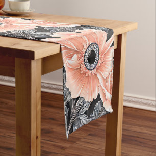 Botanical Light Peach Floral Pattern  Short Table Runner