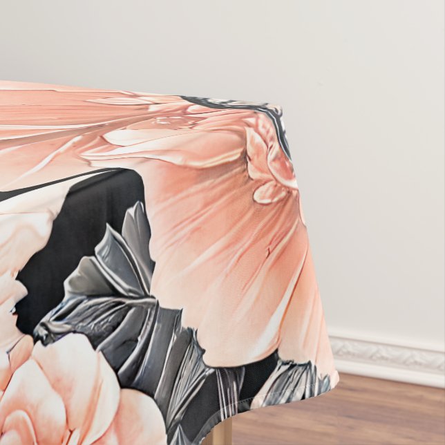 Botanical Light Peach Floral Pattern  Tablecloth (In Situ)