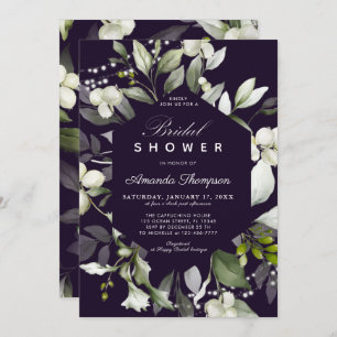 Botanical Lights Purple Bridal Shower Invitation