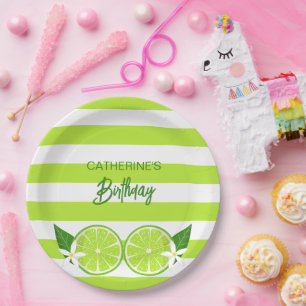 Botanical Lime Citrus Summer Birthday  Paper Plate