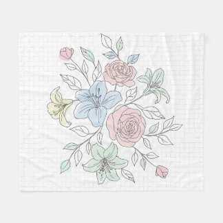 Botanical Line Art Garden Fleece Blanket