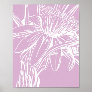 Botanical Line Art Illustration in Lavender Poster