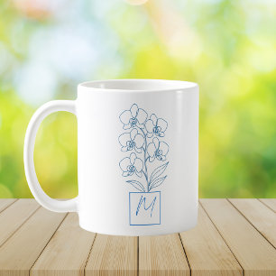 Botanical Line Art Monogram Cofee Mug
