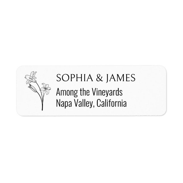 Botanical Line Art Wedding Return Address Label (Front)