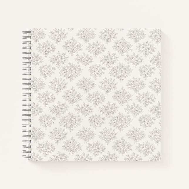 Botanical Line Bouquet Pattern Notebook (Front)