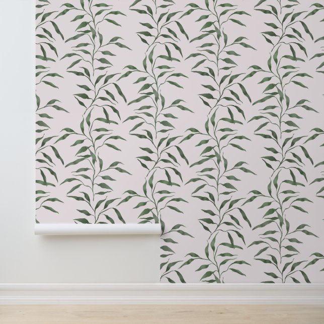 Botanical linear tropical jungle leaf branches wallpaper (Application)