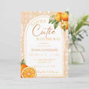 Botanical Little Cutie Citrus Orange Baby Shower Invitation