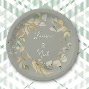 Botanical look! Wedding Personalized plates