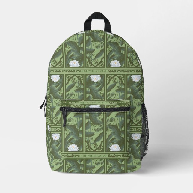 Botanical Lotus Panel Pattern - The White Lotus Printed Backpack (Front)