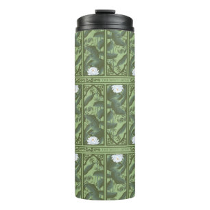 Botanical Lotus Panel Pattern - The White Lotus Thermal Tumbler