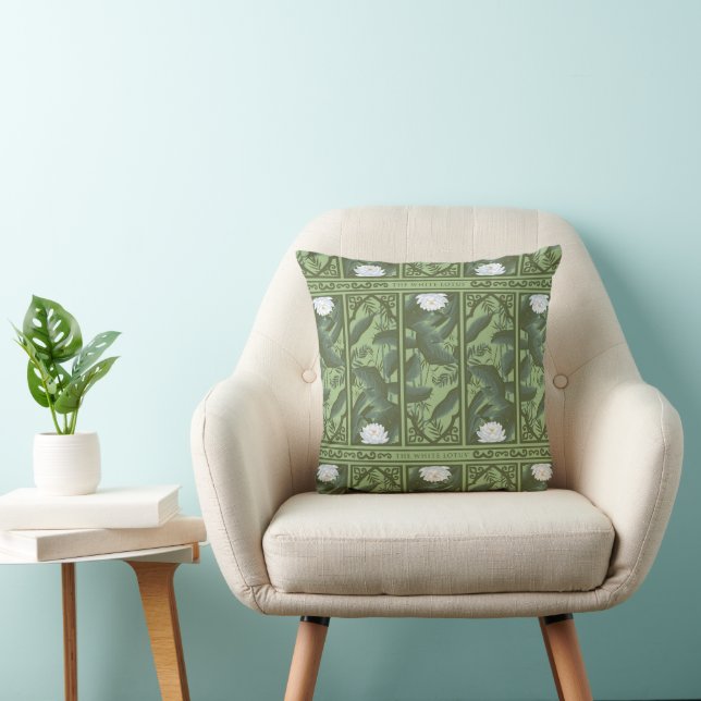 Botanical Lotus Panel Pattern - The White Lotus Throw Pillow (Chair)