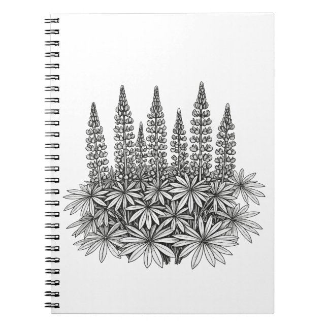 Botanical Lupine Flower Spiral Notebook (Front)