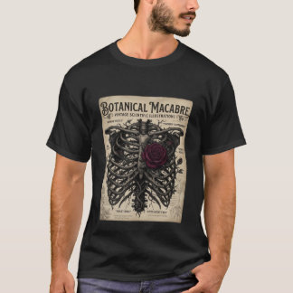 Botanical Macabre Gothic Skeleton Rose T-Shirt