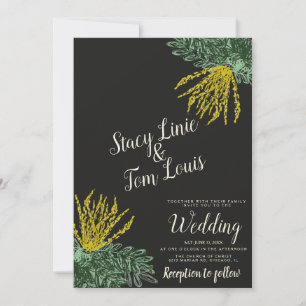 Botanical  Mahonia Shrub Wedding Invitation
