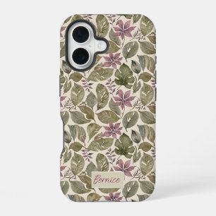 Botanical Mauve & Sage Leafy iPhone 16 Case