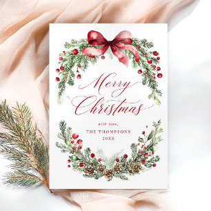Botanical Merry Christmas Winter Holiday Card
