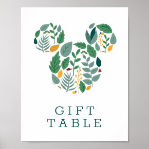 Botanical Mickey Mouse Baby Shower Gift Table Poster