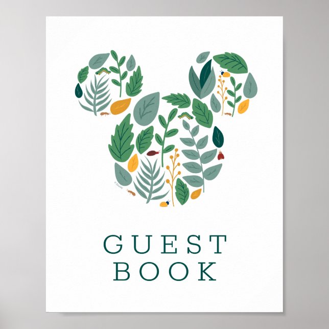 Botanical Mickey Mouse Baby Shower Guest Book (Front)