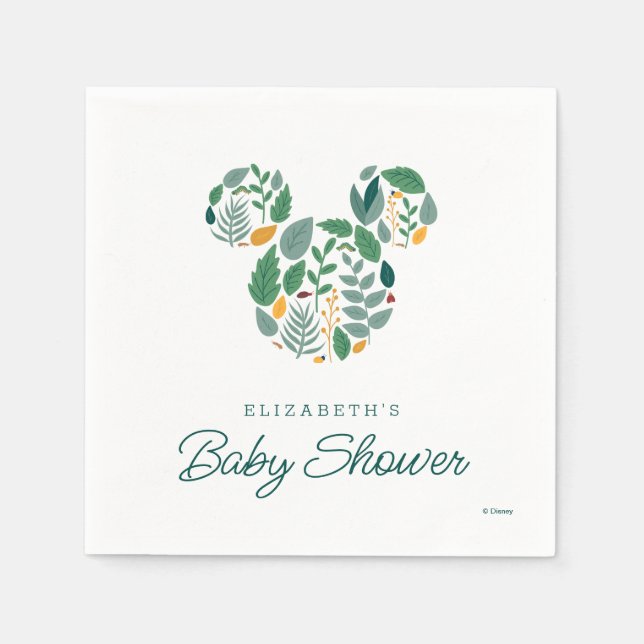 Botanical Mickey Mouse Baby Shower Napkin (Front)