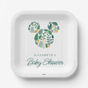 Botanical Mickey Mouse Baby Shower Paper Plate