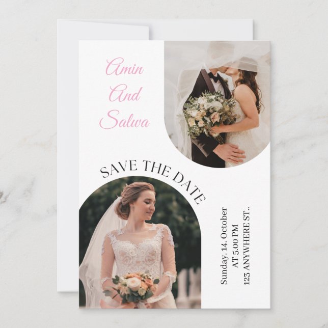 Botanical Minimal Wedding Invite | Green Floral |  (Front)