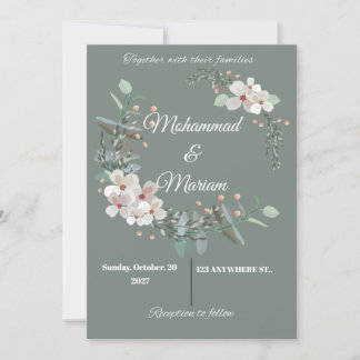 Botanical Minimal Wedding Invite | Green Floral | 