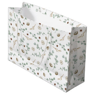 Botanical Modern Christmas Large Gift Bag