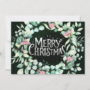 Botanical Modern Eucalyptus Greenery Christmas In Invitation
