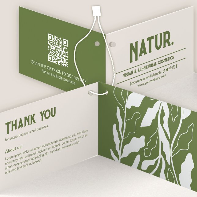 Botanical Modern QR Code Folded Hang Tag Card (Creator Uploaded)