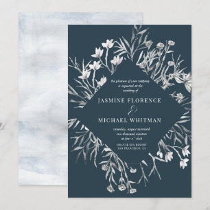Botanical modern wild flowers Wedding Invitation