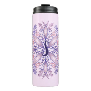 Botanical monogram cottagecore boho floral pink thermal tumbler