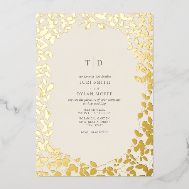 Botanical Monogram Initials Off White Wedding (Front)