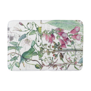 Botanical Morning Glory Wildflower Flower Bath Mat