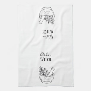 Botanical Mortar & Pestle Kitchen Witch Towel